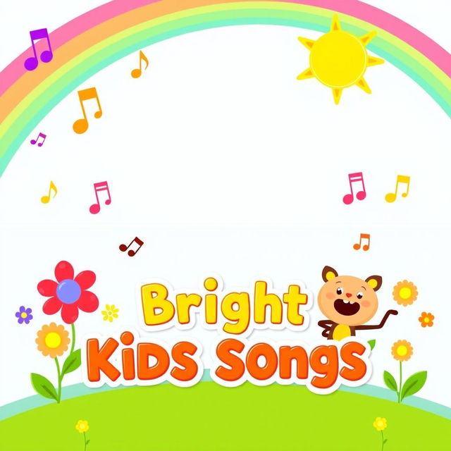 A colorful and cheerful YouTube channel banner for 'Bright Kids Songs'