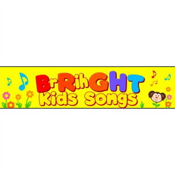 A colorful and cheerful YouTube channel banner for 'Bright Kids Songs'