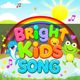 A colorful and engaging YouTube banner for a children's music channel titled 'Bright Kids Songs'