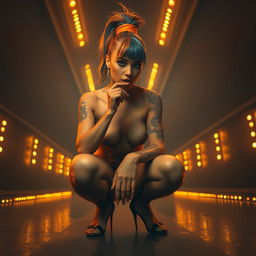 A surreal and dreamlike scene featuring a light caramel-skinned female with an elegant appearance