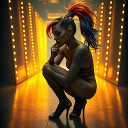 A surreal and dreamlike scene featuring a light caramel-skinned female with an elegant appearance
