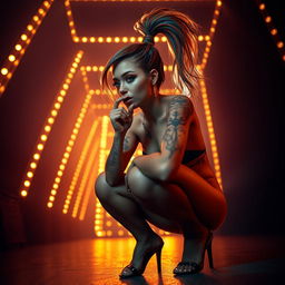 A surreal and dreamlike scene featuring a light caramel-skinned female with an elegant appearance