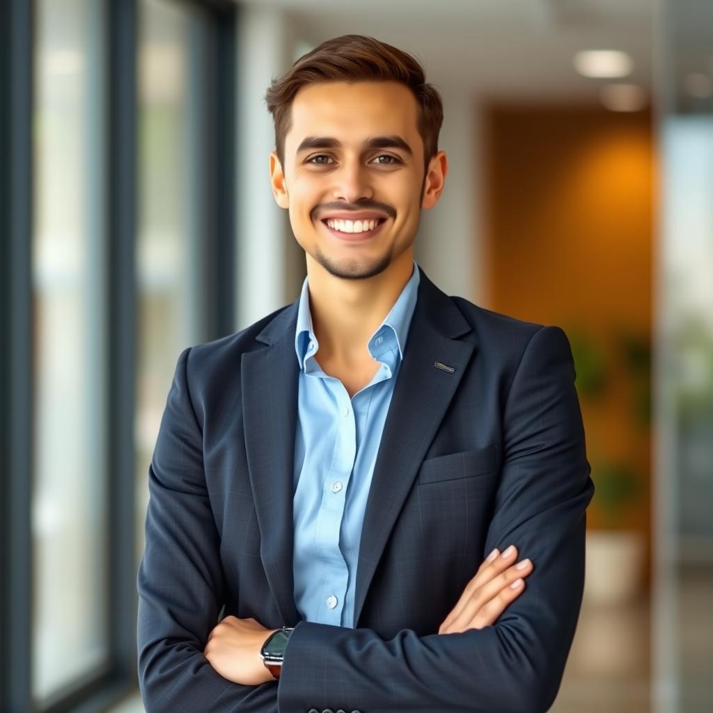 A professional profile picture suitable for a CV, featuring an individual in business attire, with a warm smile and approachable demeanor