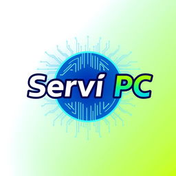 A modern and sleek logo design featuring the text 'Serví PC'
