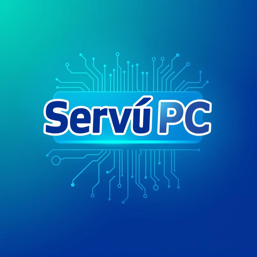 A modern and sleek logo design featuring the text 'Serví PC'