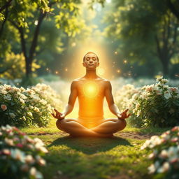 An inspirational and serene scene depicting a powerful moment of spiritual healing