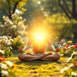 An inspirational and serene scene depicting a powerful moment of spiritual healing