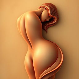 A highly detailed artistic rendering of an elegant and sensual abstract form inspired by the curves and shapes of the human body, particularly focusing on the beauty of feminine elegance