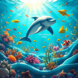 A vibrant and dynamic animation scene showcasing a whimsical underwater world filled with colorful coral reefs and exotic fish