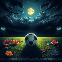 A striking visual representation of football symbolizing life and love intertwined with themes of darkness
