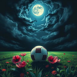 A striking visual representation of football symbolizing life and love intertwined with themes of darkness