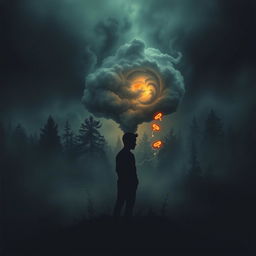 A captivating cover art that visually expresses the concept of sharing one's mindset with others, featuring dark and intriguing elements