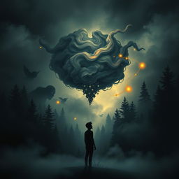 A captivating cover art that visually expresses the concept of sharing one's mindset with others, featuring dark and intriguing elements