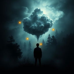 A captivating cover art that visually expresses the concept of sharing one's mindset with others, featuring dark and intriguing elements