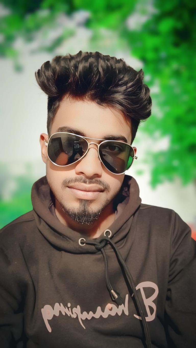 A stylish young man wearing sunglasses, with trendy hair and a fashionable hoodie