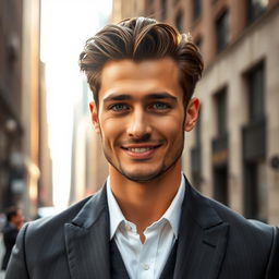 A beautifully handsome man, with striking facial features, chiseled jawline, and captivating eyes