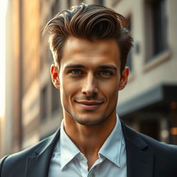 A beautifully handsome man, with striking facial features, chiseled jawline, and captivating eyes