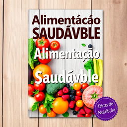 A vibrant and eye-catching eBook cover on healthy eating, featuring a colorful array of fresh fruits and vegetables such as leafy greens, ripe tomatoes, bright oranges, and juicy berries arranged artistically
