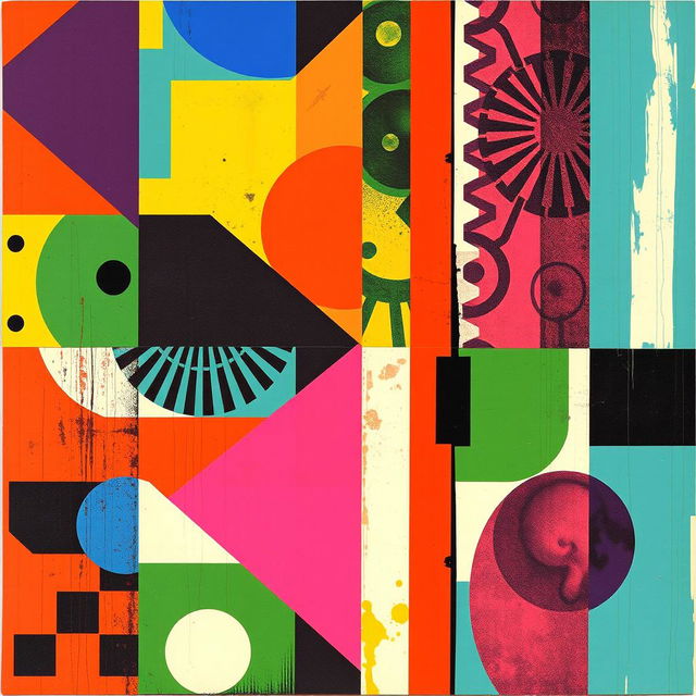 A vibrant and abstract piece of Xerox art, showcasing a variety of patterns and textures created by the unique process of photocopying