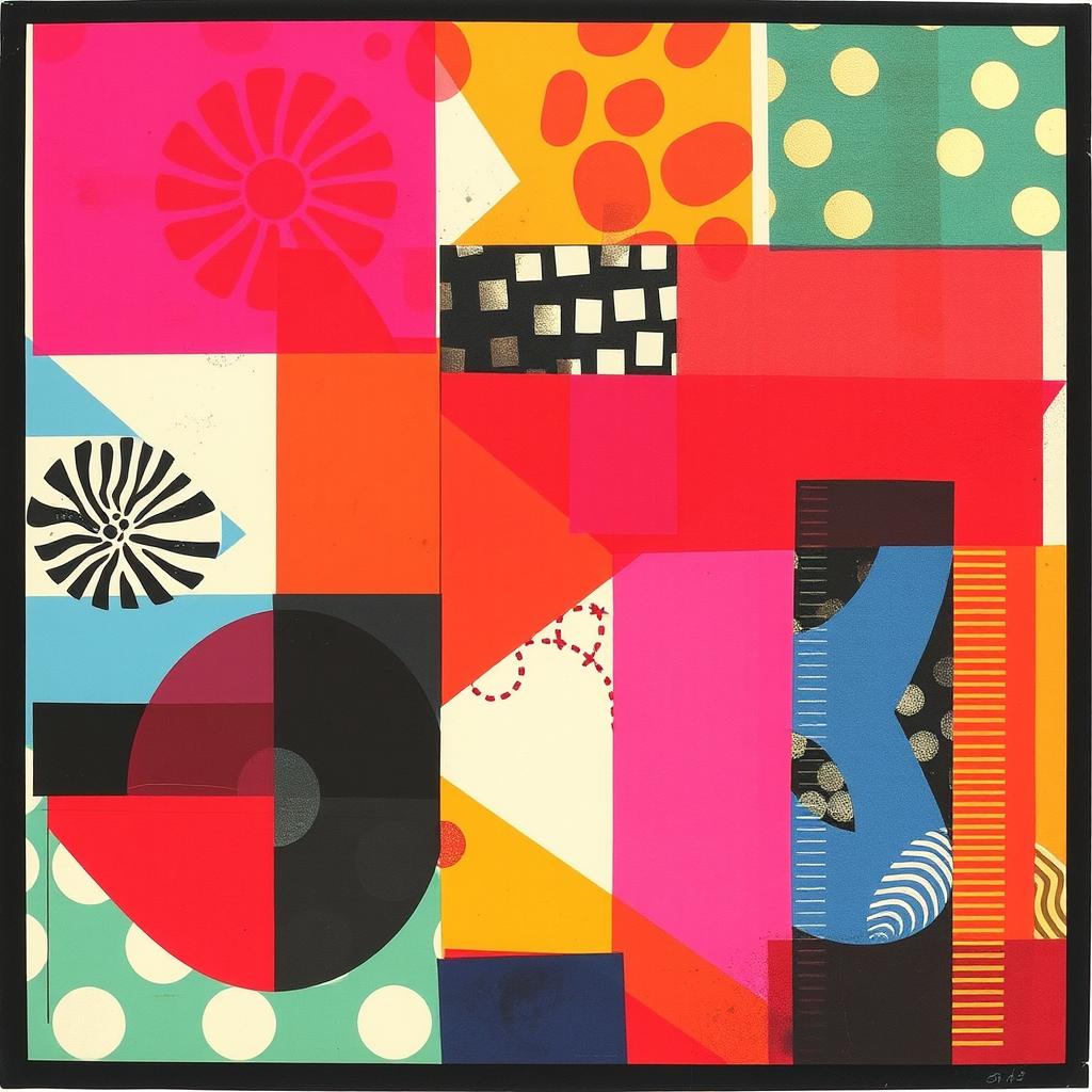 A vibrant and abstract piece of Xerox art, showcasing a variety of patterns and textures created by the unique process of photocopying