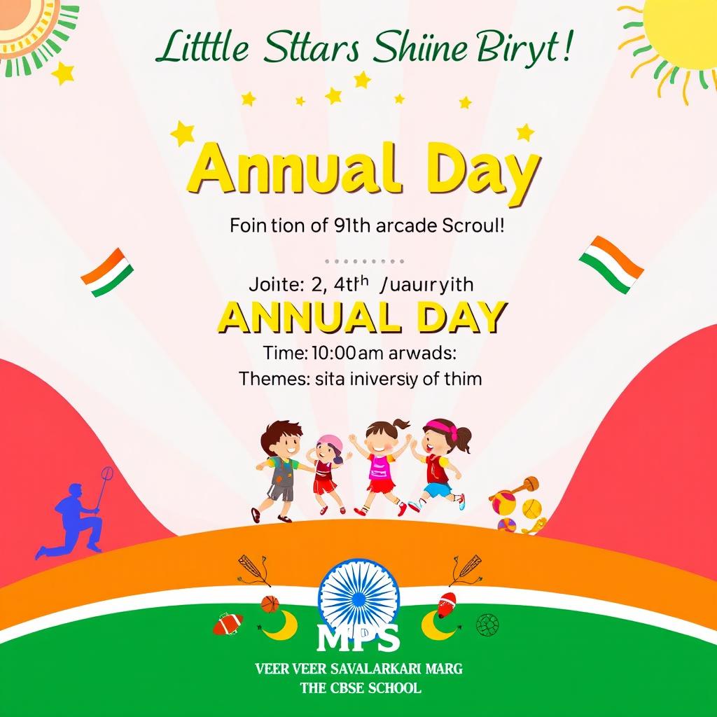 A beautifully designed invitation for a Play School Annual Day with a cheerful and vibrant theme of 'Diversity of India'