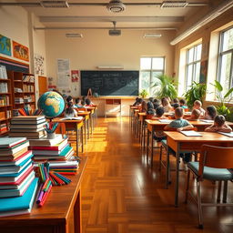 A well-organized classroom filled with colorful stationery items