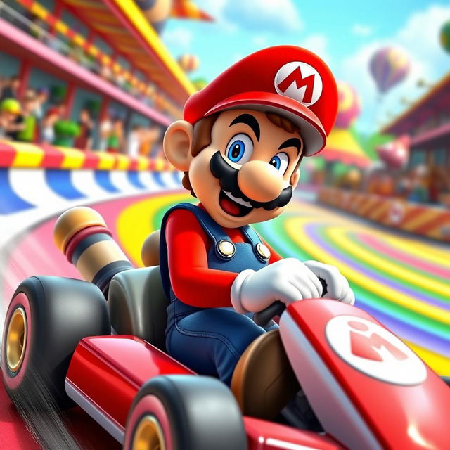 A playful and flamboyant male version of Mario character, wearing a form-fitting, stylish version of his iconic outfit, including a tight red shirt and fashionable overalls