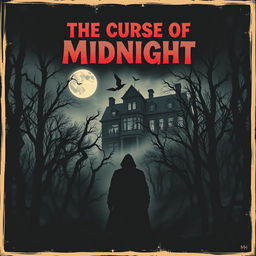 A chilling vintage horror movie poster featuring a dark, eerie forest under a full moon