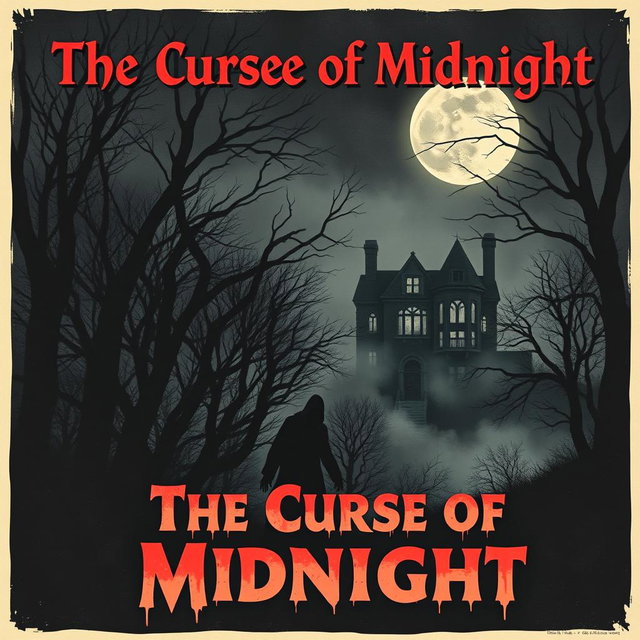 A chilling vintage horror movie poster featuring a dark, eerie forest under a full moon