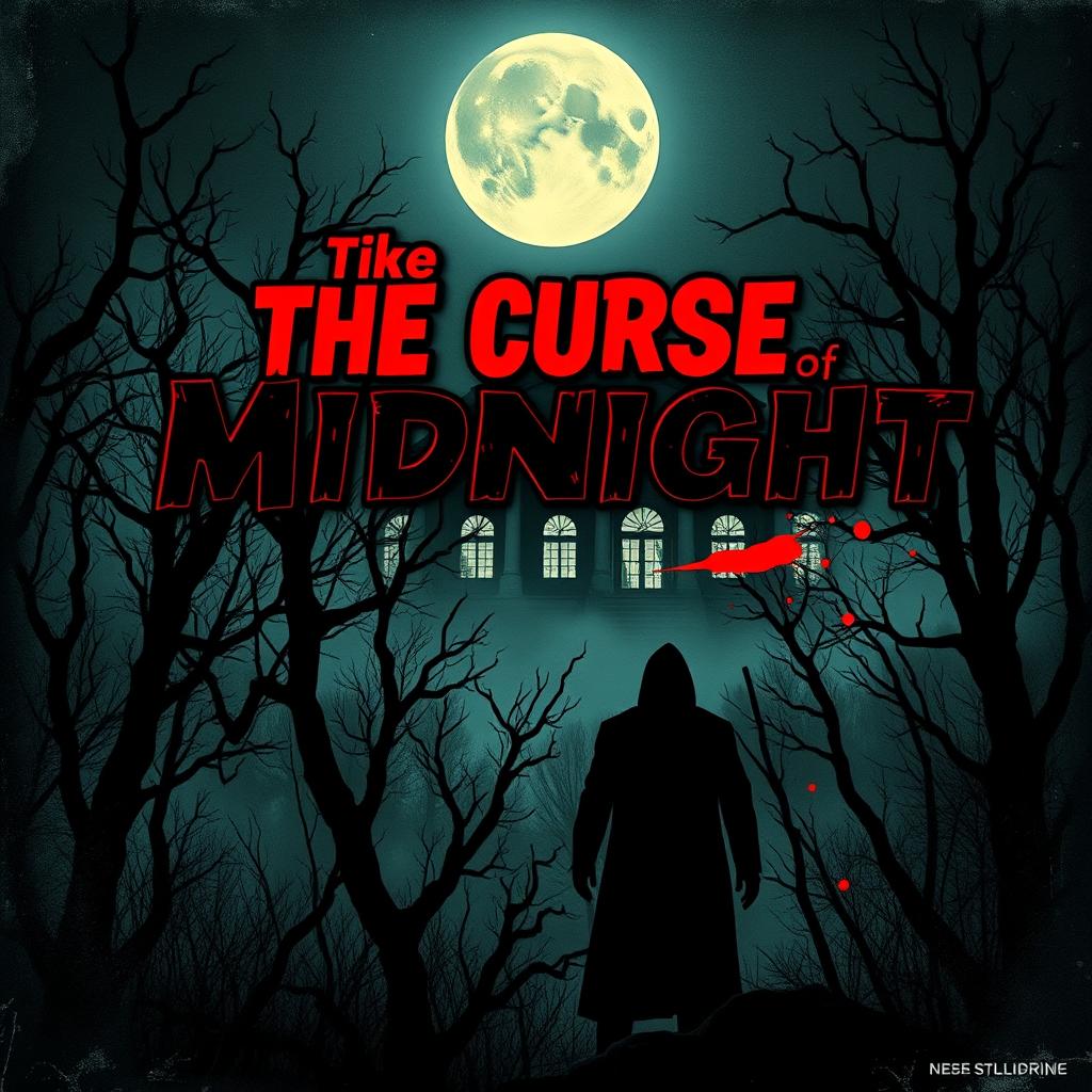 A chilling vintage horror movie poster featuring a dark, eerie forest under a full moon