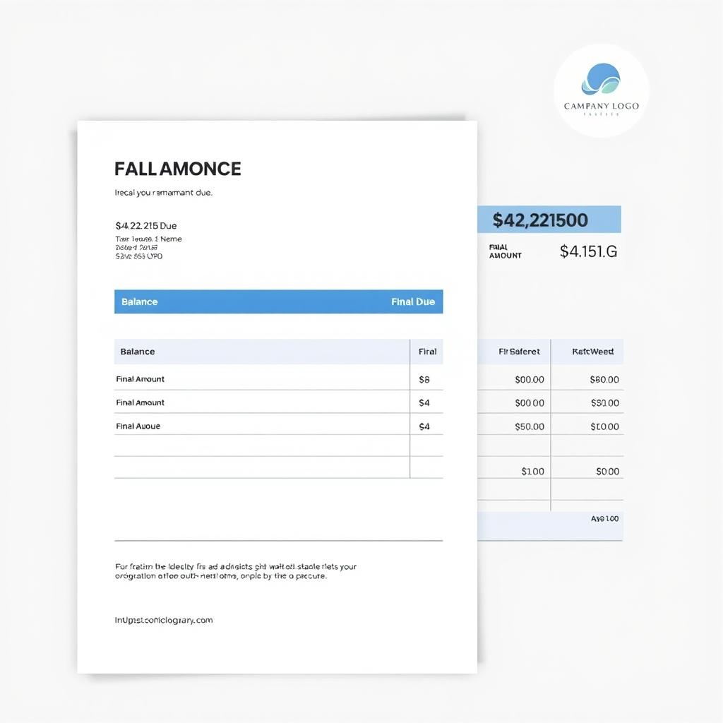 A professional-looking financial document that displays a balance and final amount due, both reading $44,221