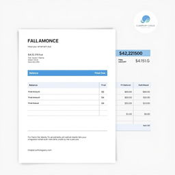 A professional-looking financial document that displays a balance and final amount due, both reading $44,221