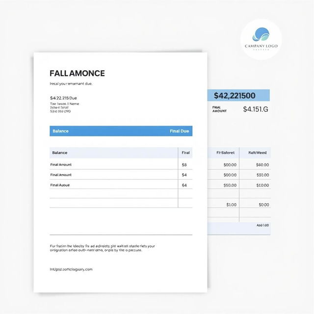 A professional-looking financial document that displays a balance and final amount due, both reading $44,221