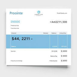 A professional-looking financial document that displays a balance and final amount due, both reading $44,221