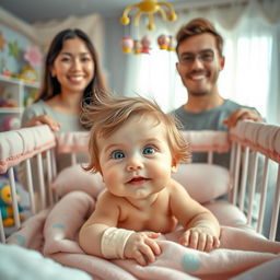A heartwarming scene featuring a small baby girl with a cherubic face, symbolizing innocence and joy