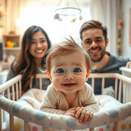 A heartwarming scene featuring a small baby girl with a cherubic face, symbolizing innocence and joy