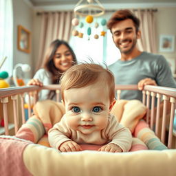 A heartwarming scene featuring a small baby girl with a cherubic face, symbolizing innocence and joy