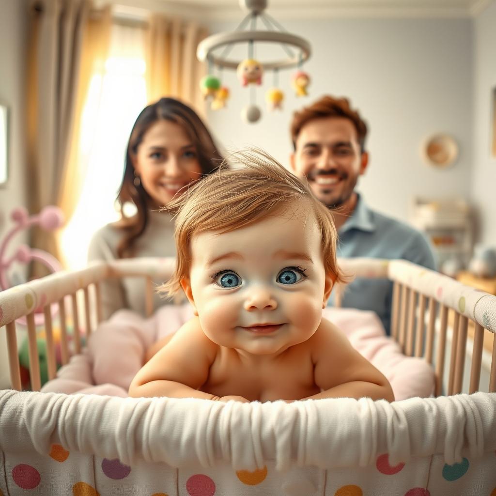 A heartwarming scene featuring a small baby girl with a cherubic face, symbolizing innocence and joy