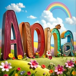 A creative and colorful representation of the name 'Anna' spelled out in large, artistic letters