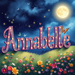 A creative and whimsical representation of the name 'Annabelle' spelled out in large, artistic letters