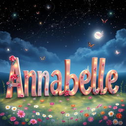 A creative and whimsical representation of the name 'Annabelle' spelled out in large, artistic letters
