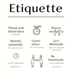 An etiquette poster featuring concise, impactful phrases promoting good manners
