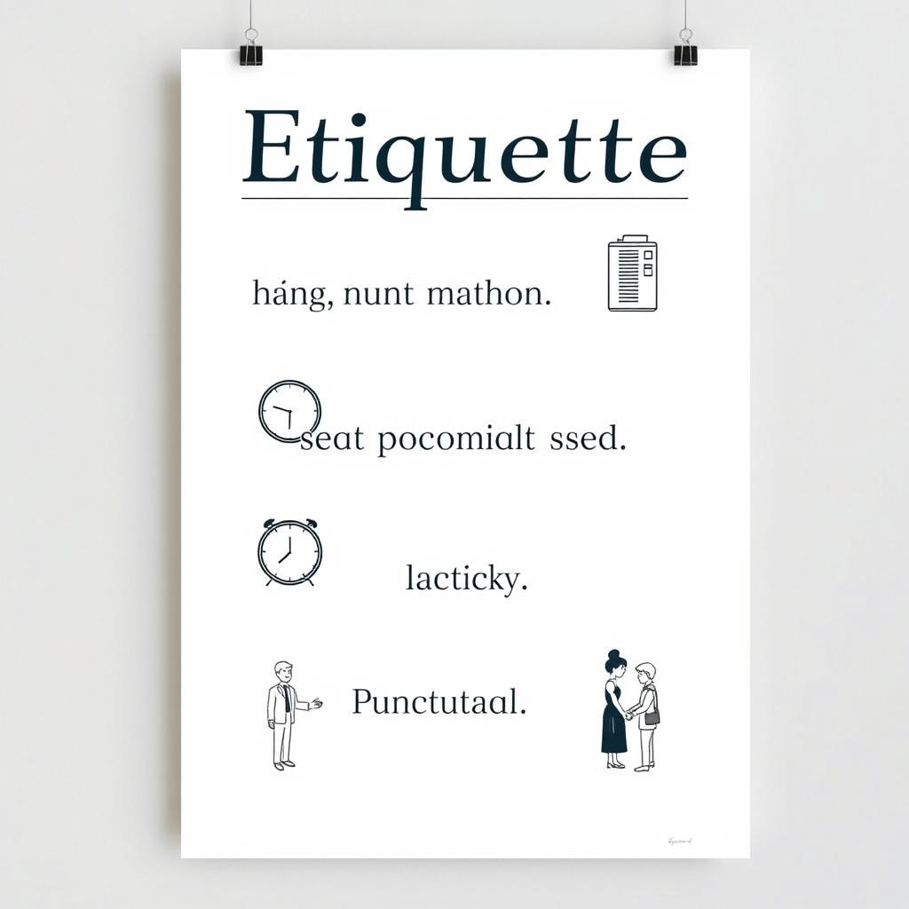 An etiquette poster featuring concise, impactful phrases promoting good manners