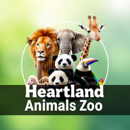 A vibrant and professional YouTube channel profile photo for 'Heartland Animals Zoo'