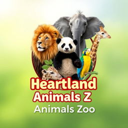 A vibrant and professional YouTube channel profile photo for 'Heartland Animals Zoo'