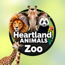 A vibrant and professional YouTube channel profile photo for 'Heartland Animals Zoo'