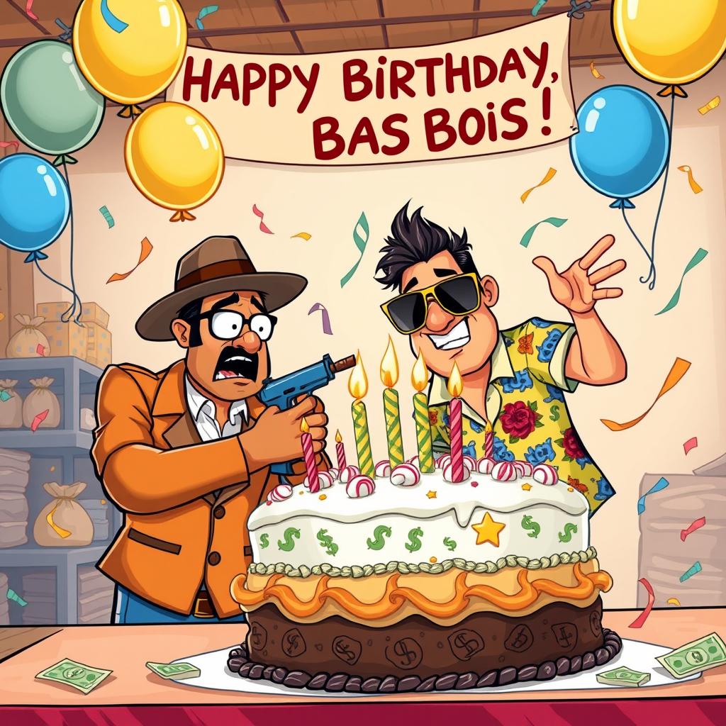 A funny birthday celebration scene featuring two gangsters, Sagar and his assistant Fahim