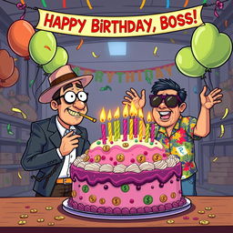 A funny birthday celebration scene featuring two gangsters, Sagar and his assistant Fahim