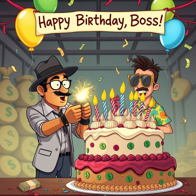 A funny birthday celebration scene featuring two gangsters, Sagar and his assistant Fahim
