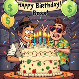 A funny birthday celebration scene featuring two gangsters, Sagar and his assistant Fahim